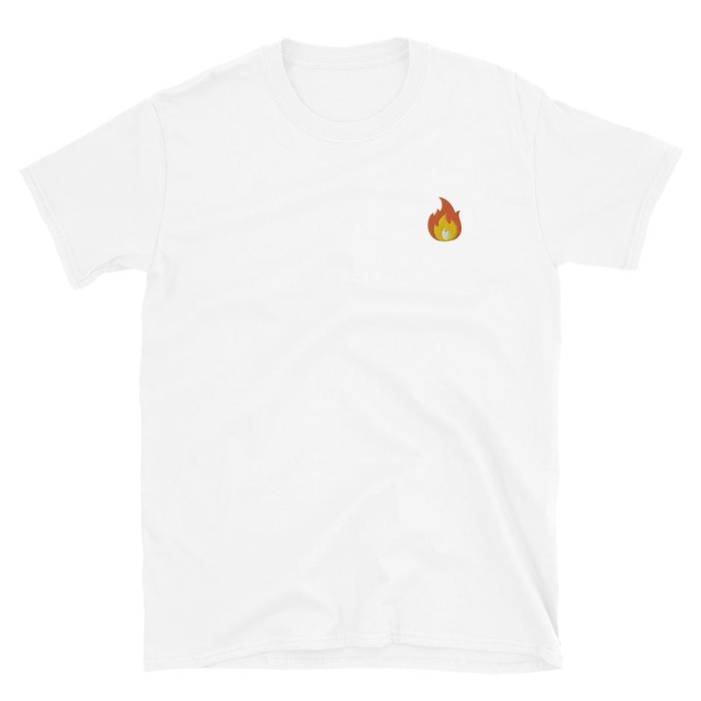On-fire Embroidered White T-Shirt